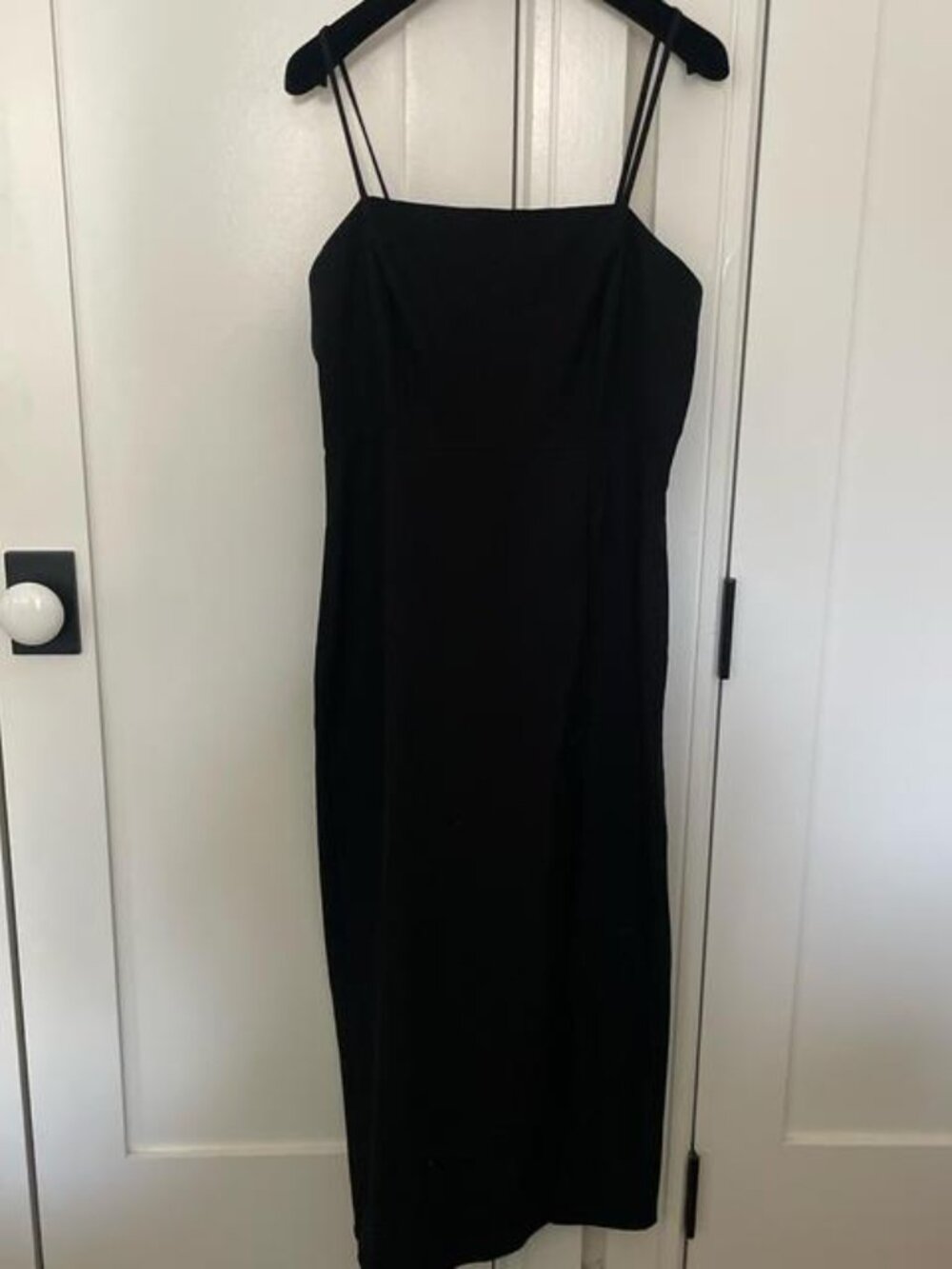 Black midi dress with spaghetti straps